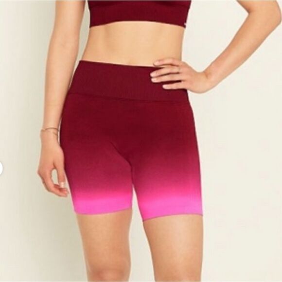 PINK Victoria's Secret Pants - Victoria Secret Red and Pink gradient biker shorts Tag size M